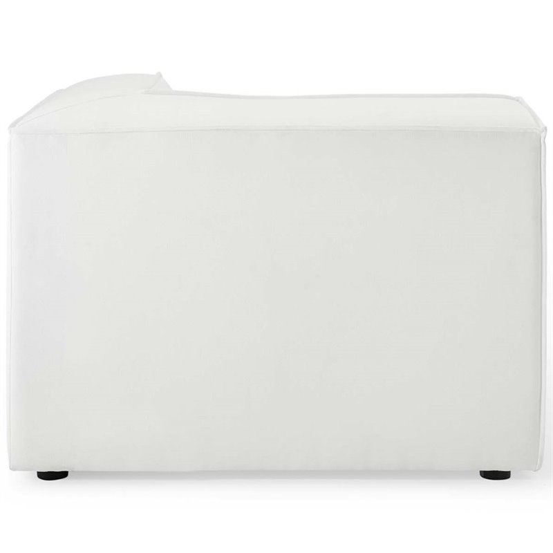 Pemberly Row Polyester Fabric Corner Chair in White with Coil Spring Seat