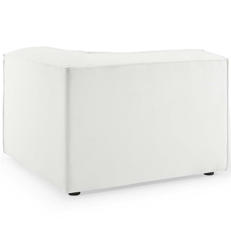 Pemberly Row Polyester Fabric Corner Chair in White with Coil Spring Seat