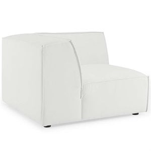 Pemberly Row Polyester Fabric Corner Chair in White with Coil Spring Seat