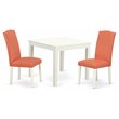 Pemberly Row 3-Piece Dining Set with Square Table in White/Pink Flamingo