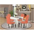 Pemberly Row 5-Piece Dining Set with Square Table in White/Pink Flamingo
