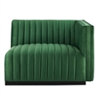 Pemberly Row Channel Tufted Velvet Right-Arm Chair in Emerald
