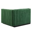 Pemberly Row Channel Tufted Velvet Right-Arm Chair in Emerald