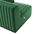 Pemberly Row Channel Tufted Velvet Right-Arm Chair in Emerald