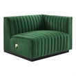 Pemberly Row Channel Tufted Velvet Right-Arm Chair in Emerald