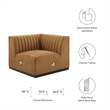 Pemberly Row Channel Tufted Velvet Right Corner Chair in Cognac