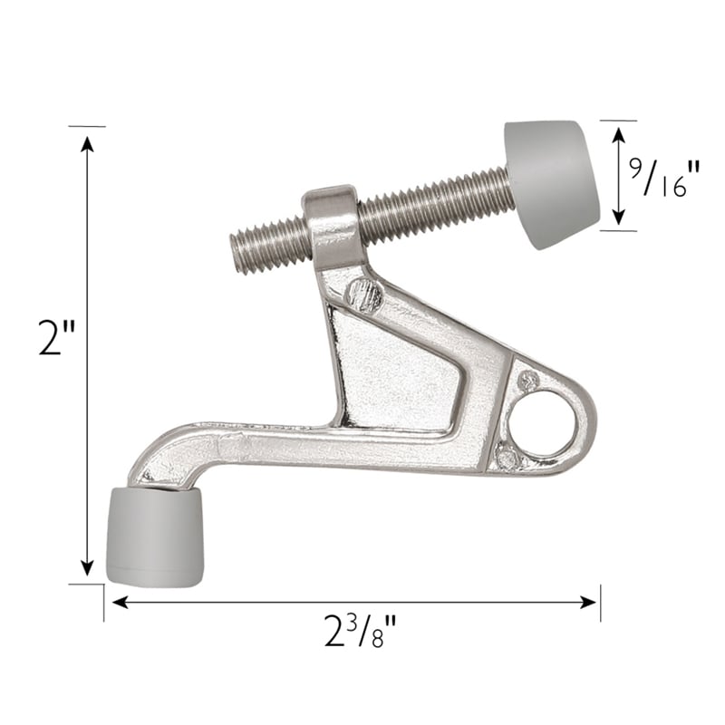 Pemberly Row Jumbo Metal Pin Door Stop in Satin Nickel 2 1/5 Inch 10 Pack