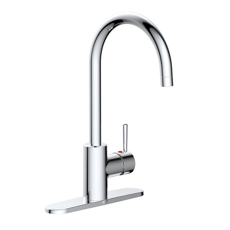 Pemberly Row Single Metal Handle Kitchen Faucet in Polished Chrome