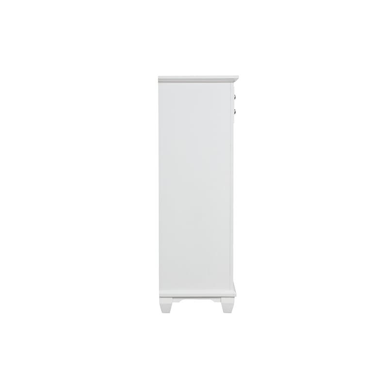 Pemberly Row 5-Drawer Wood Chest in White Brushed Finish