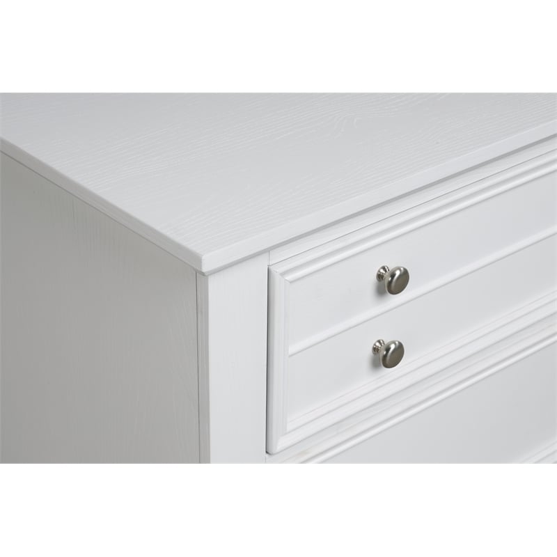 Pemberly Row 5-Drawer Wood Chest in White Brushed Finish