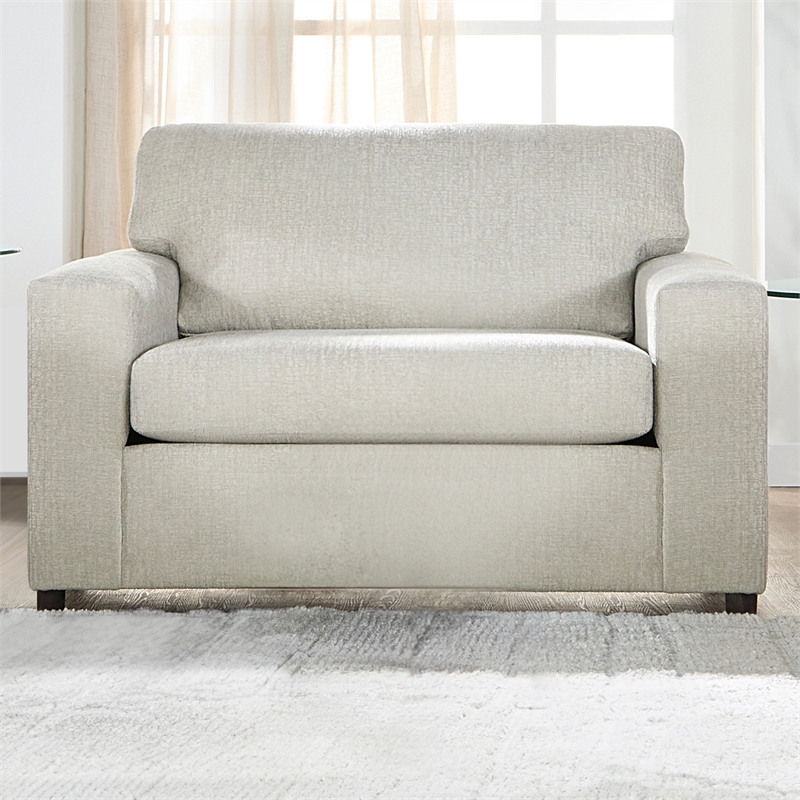 Pemberly Row Kylo Oversized Cuddle Chair in Natural Beige Upholstery