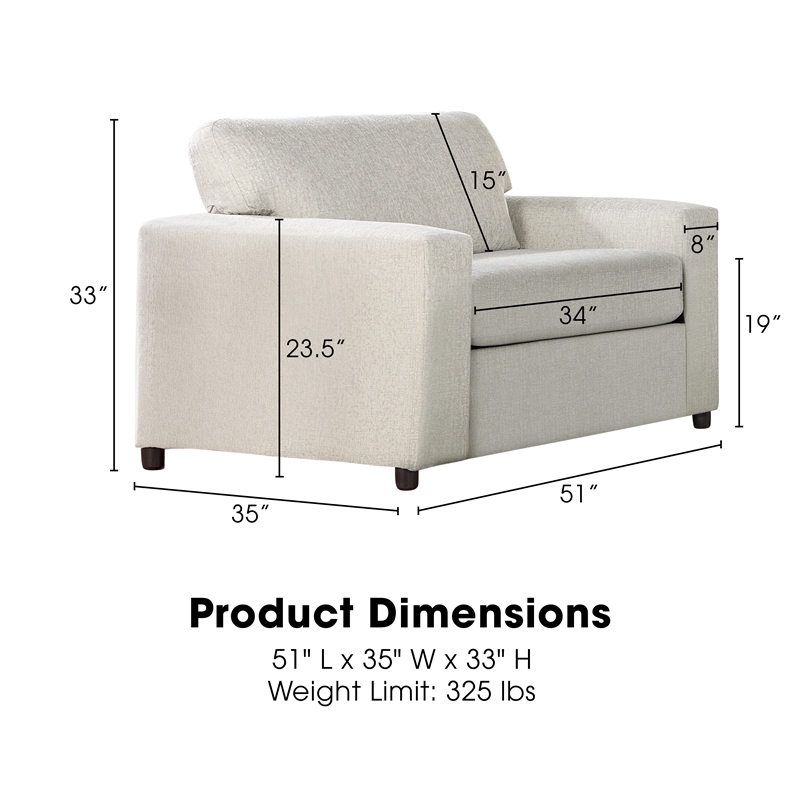Pemberly Row Kylo Oversized Cuddle Chair in Natural Beige Upholstery