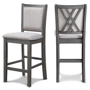 Pemberly Row Solid Wood Gray Counter Chairs (Set of 2)