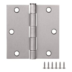 Pemberly Row Door Hinge 3.5-In Square Corner Satin Nickel Pack of 9