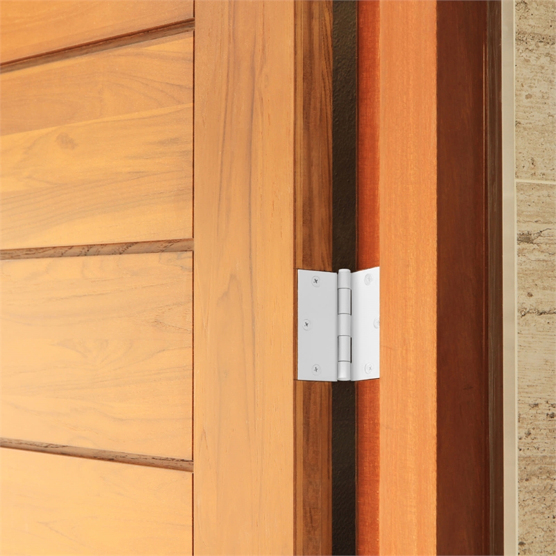 Pemberly Row Steel Door Hinge in Painted White 3.5 in Square Corner 6 Pack