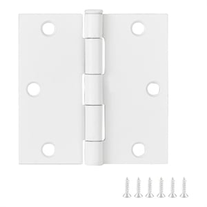 Pemberly Row Steel Door Hinge in Painted White 3.5 in Square Corner 6 Pack