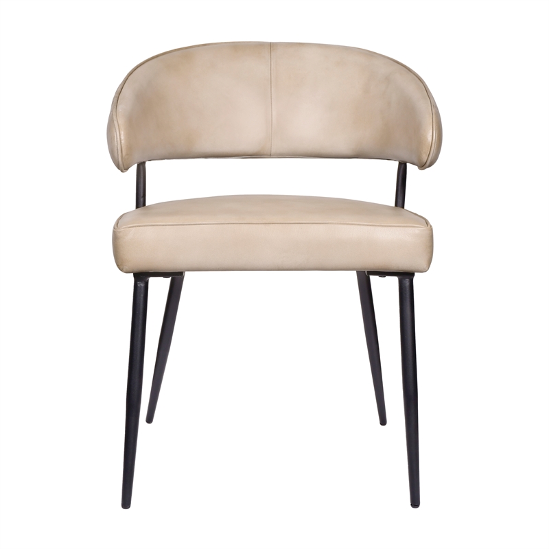 Pemberly Row Barrett Leather Side Chair 2-Piece Set in Stone Finish