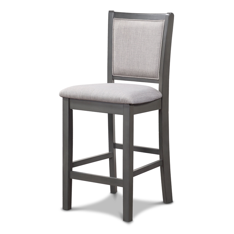 Pemberly Row Wood Counter Chair Set in Gray with Polyester Upholstery