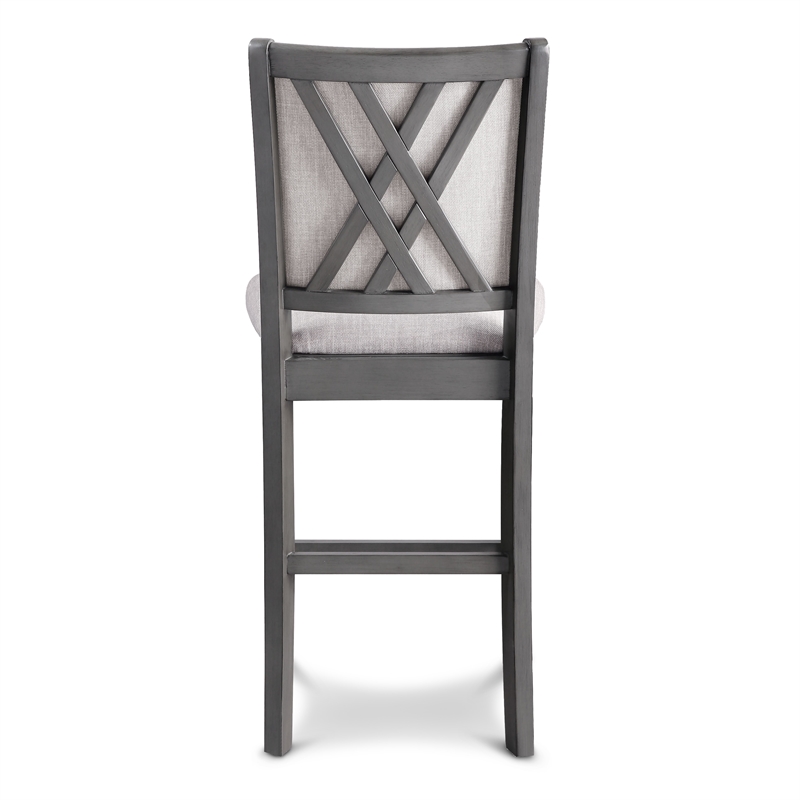 Pemberly Row Wood Counter Chair Set in Gray with Polyester Upholstery