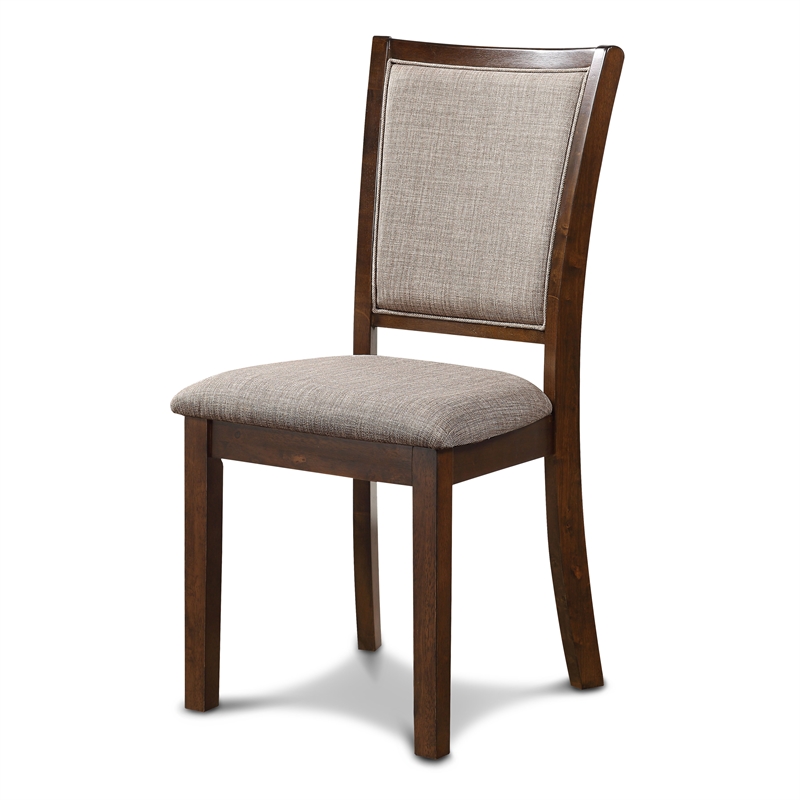 Pemberly Row Wood Dining Chair Set in Cherry with Polyester Upholstery