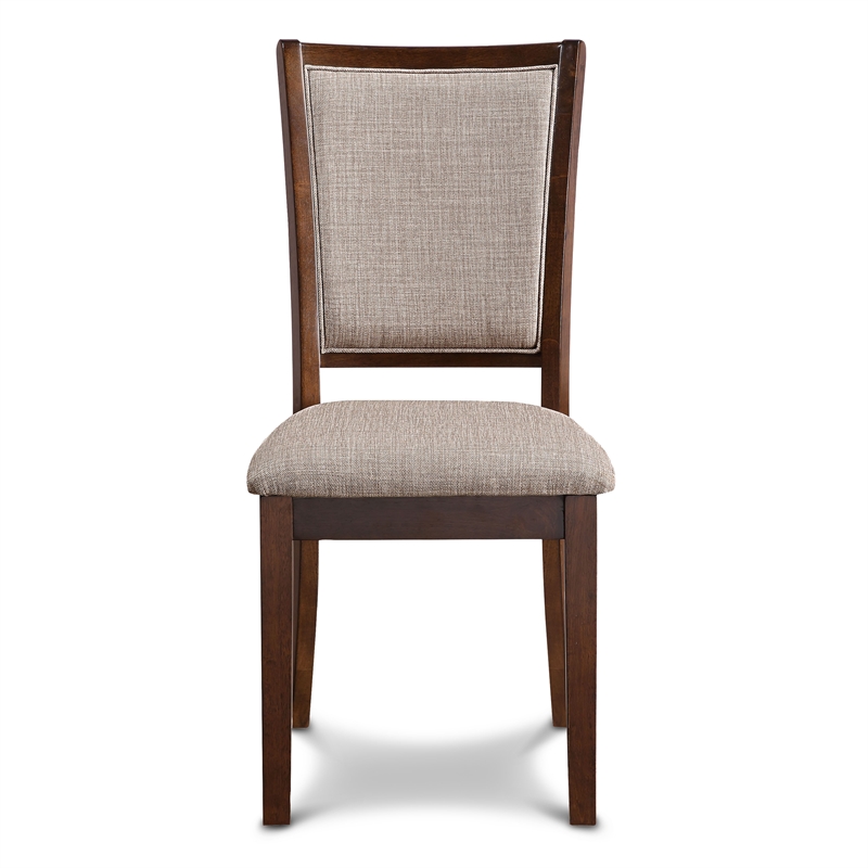 Pemberly Row Wood Dining Chair Set in Cherry with Polyester Upholstery