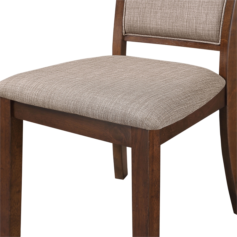 Pemberly Row Wood Dining Chair Set in Cherry with Polyester Upholstery