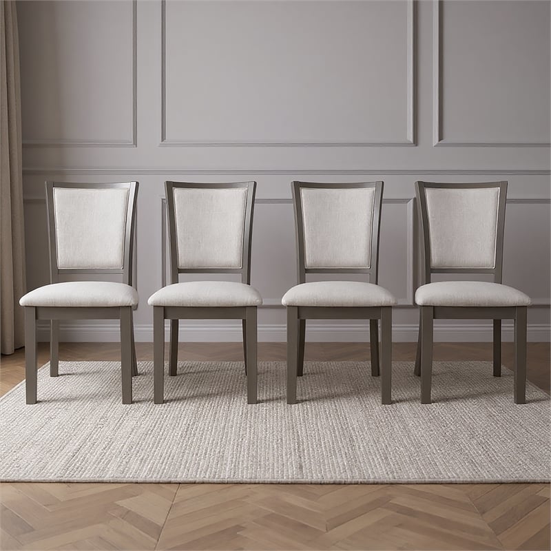 Pemberly Row Solid Wood Dining Chairs in Gray (Set of 4)