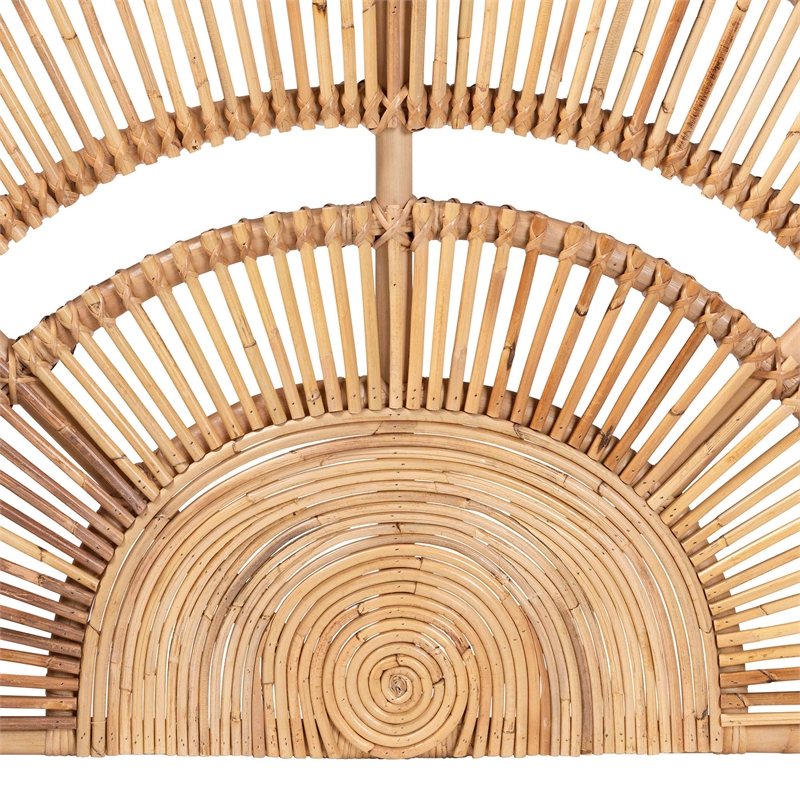 Pemberly Row Luna Natural Rattan Wall-Mount Headboard Queen Size