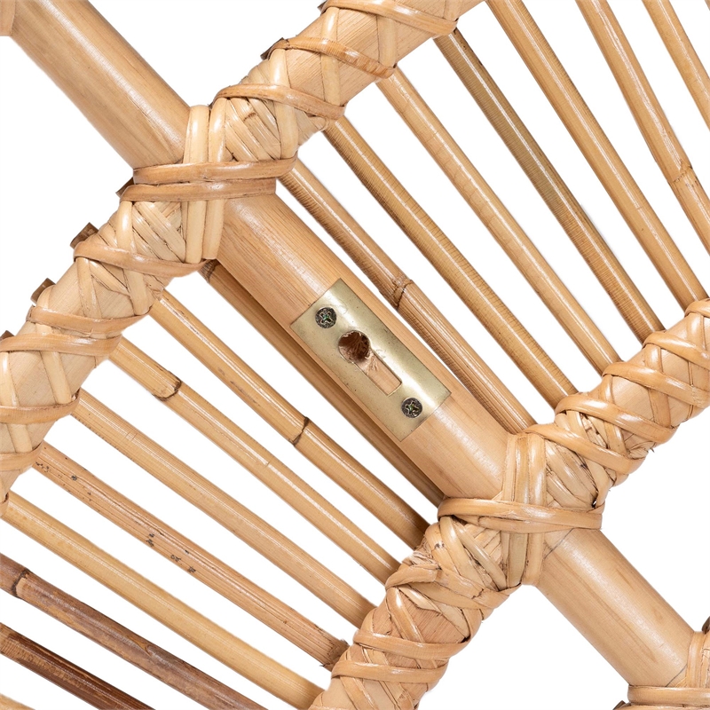 Pemberly Row Luna Natural Rattan Wall-Mount Headboard Queen Size