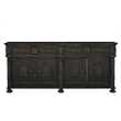 Pemberly Row Carved Solid Wood Sideboard with 4 Drawers and Doors in Black