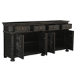 Pemberly Row Carved Solid Wood Sideboard with 4 Drawers and Doors in Black