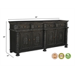 Pemberly Row Carved Solid Wood Sideboard with 4 Drawers and Doors in Black