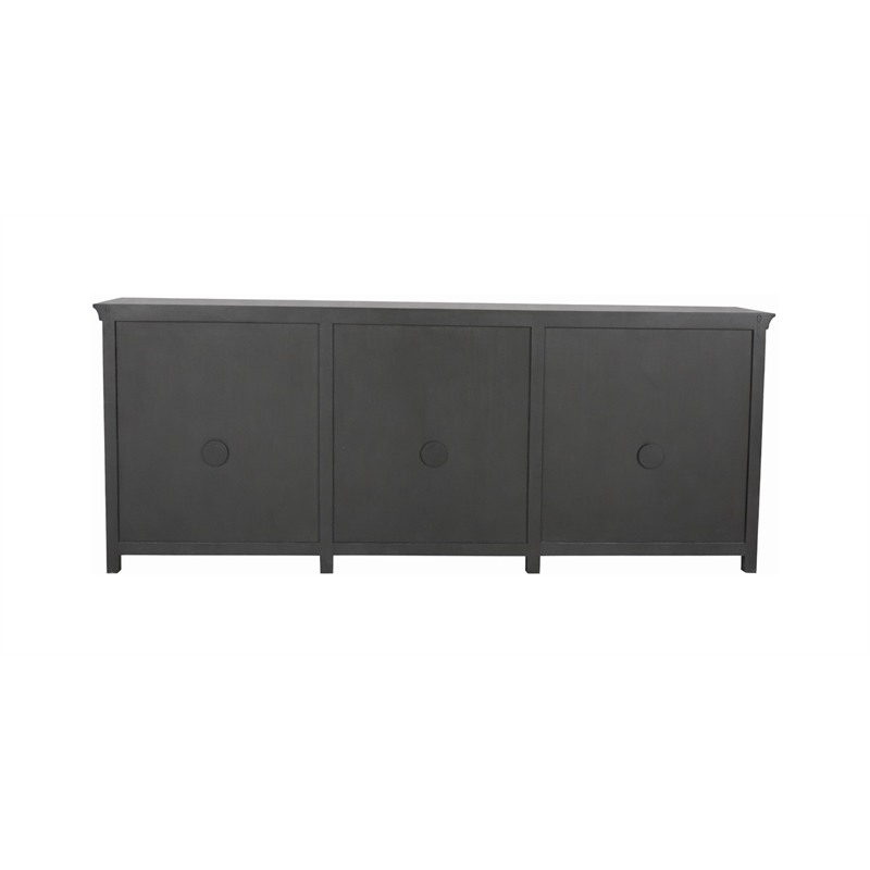 Pemberly Row Isabella 6-Drawer 6-Door Solid Wood Sideboard in Black