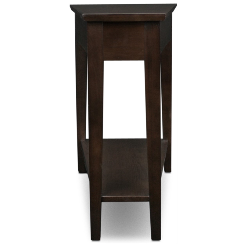 Pemberly Row Recliner Wood Wedge Table in Chocolate Oak Finish