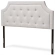 Pemberly Row Fabric Tufted Queen Headboard in Grayish Beige