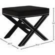 Pemberly Row Contemporary Velvet Ottoman Bench in Black with Chrome Trim
