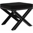 Pemberly Row Contemporary Velvet Ottoman Bench in Black with Chrome Trim