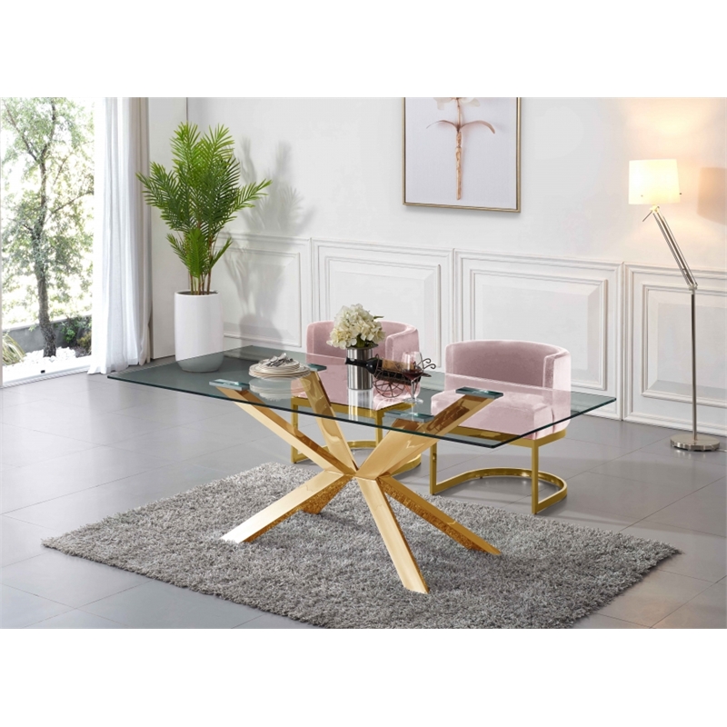 Pemberly Row 19.5-Inch Velvet Dining Chair in Pink and Gold