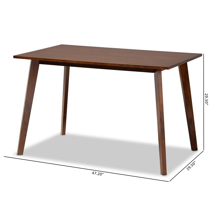 Pemberly Row Walnut Rectangular Rubberwood Dining Table for 4 Seats