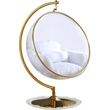 Pemberly Row Acrylic Swing Bubble Chair with Fabric Seat in Clear and Gold