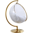 Pemberly Row Acrylic Swing Bubble Chair with Fabric Seat in Clear and Gold