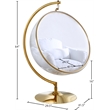 Pemberly Row Acrylic Swing Bubble Chair with Fabric Seat in Clear and Gold