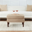 Pemberly Row Mid Century Ottoman in Beige Fabric with Wood Legs