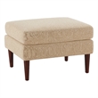 Pemberly Row Mid Century Ottoman in Beige Fabric with Wood Legs