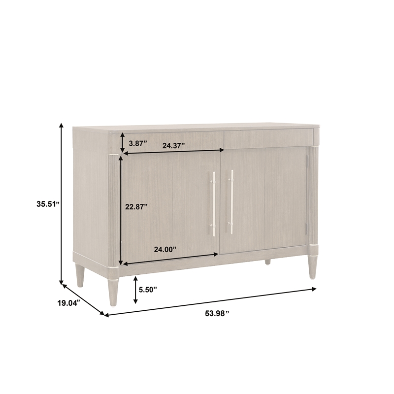 Pemberly Row Asher Park 2-Door Server with Drawers in Piano Brown Finish