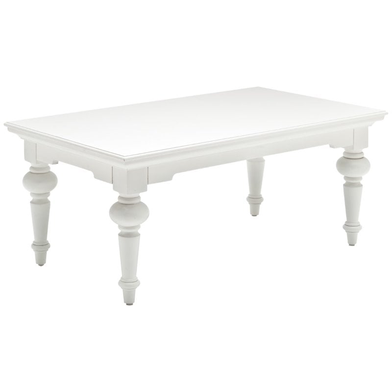 Pemberly Row Rectangular Mahogany Coffee Table in Pure White Finish