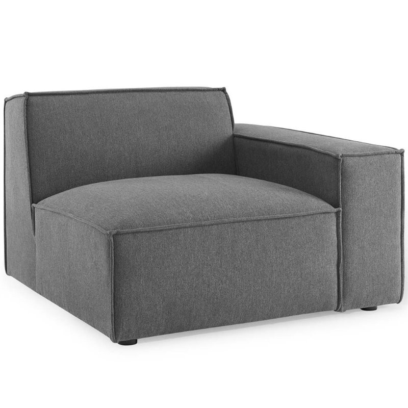Pemberly Row Left-Arm Sectional Sofa Chair in Polyester Charcoal Fabric