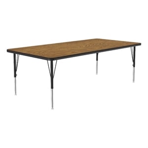 Pemberly Row Thermal Fused Laminate Wood Activity Table in Medium Oak