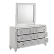 Pemberly Row Wood 6-Drawer Dresser with Mirror in White with LED Lights