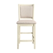 Pemberly Row Wood Counter Chairs in Beige Upholstery (Set of 6)